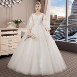 Wedding Dress 2025 New Bride Thin Tailed Shoulder One-Word Princess Dream Horn Sleeve Big Size Fat HZ0517