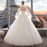 Wedding Dress 2025 New Bride Thin Tailed Shoulder One-Word Princess Dream Horn Sleeve Big Size Fat HZ0517