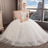One-Word Shoulder Wedding Dress 2025 New Lace Bridal Wedding Large-Size Slim Thin Princess Dress HZ0517