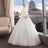 Wedding Dress 2025 New Bride Thin Tailed Shoulder One-Word Princess Dream Horn Sleeve Big Size Fat HZ0517