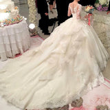 Wedding Bride Drags-And-Shoulder Long-Sleeved Tail 2026 New Fashion Spring Lace-Worded Long-Sleeved Tailed Woman HZ0517