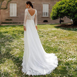 2026 New Light Wedding Dress Female Tailings Solid Long-Sleeved Back High-End Feeling Light Luxury Bride Main Wedding Wedding Party HZ0517