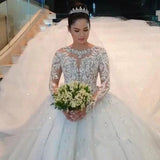 New Long-Sleeved Heavy Industrial Wedding Dress 2025 Bride Big Drag Tail Showing Thin And High-End Main Wedding Dress HZ0517