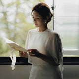 French Light Wedding Temperament Sen Series Super Fairy Out Yarn Wedding Wedding Dress Simple White Certificate Registration Dress HZ0517
