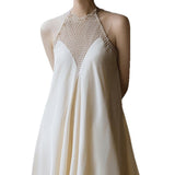 French High-End Light Wedding Dress Retro Hanging Neck Dress Dress Dress Female Bride Out Yarn Wedding Morning Robe Small Tail HZ0517