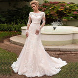 Long-Sleeved Lace Wedding Dress 2026 New Showback Bride Wedding Linen Wedding Dress Dress Dress HZ0517