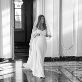 One-Word Shoulder-Singed-Faced Light Wedding Dress 2026 New Small Dress Simple Go Out Yarn Fishtail To Shoot Welcome Dress Dress Dress Woman HZ0517