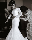 New Tulle Tectaic Dress African Large-Size Fishtail Long Tail Wedding Dress HZ0517