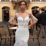 Bridal Wedding Dress Female Sen Tie Waist Fishtail Super Fairy Thin High Elegant Temperament Yarn Dress HZ0517