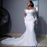 Fishtail Wedding Dress African Bride Shoulder Lace 2026 New Long-Sleeved Dress Tail HZ0517