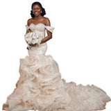 Fashion New Wedding Dress Braided Heavy Industry Lotus Leaf Side Bridal Dress Wedding Dinner Party HZ0517