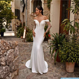 One-Word Shoulder-To-Shoulder Bridal Tug-Tail Wedding Dress Dingy Evening Dress Woman HZ0517
