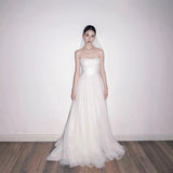 French High-End Feel Breast Light Wedding Dress Korean Version Of The Bride Go Out To Yarn Welcome Dress 2025 New Wedding Dress HZ0517