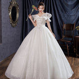 Light Main Wedding Dress 2025 New Bridal Champagne Super Fairy Dreamy Temperament Simple Shoulder G31 HZ0517