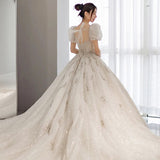 French Wedding Dress 2026 New Bridal Main Yarn Heavy Industry Court Elegant Go Out Big Tail Pregnant Wedding Dress HZ0517