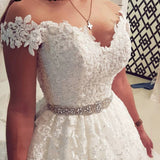 2025 New Luxury Long Sleeve Noble White Elegant Mid-Rise A-Shaped V-Neck Chinese Short Wedding Dress HZ0517