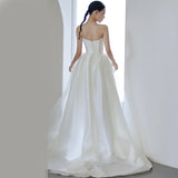 French Bra Light Wedding Dress Bridal Niche Faucet High-End White Evening Dress Dress Simple Temperament Tail Small HZ0517