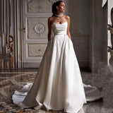 French Court Denstalted Bra Wedding Dress Thin Simple A Tug-Tail Princess Travel Paternal Bridal Bridal Wedding Dress Fairy 0 HZ0517