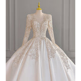 French Wedding Dress 2026 New Bridal Long-Sleeved Heavy Industry V-Necked Fascling Court Style Landlord Wedding Dress HZ0517