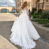 2026 New Set Of Face Thin Wedding Dress V Collar Long Sleeve Big Tail Lace Main Wedding Dress Sen Series Net Red HZ0517
