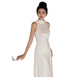 French Dress Sleeveless Long Dress White Fasting Light Wedding Dress Super Fairy Travel Korean Style Yarn Welcome Wedding HZ0517