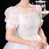 French Wedding Dress 2026 New Spring Short-Sleeved White Bridal Court Style Dream Thin Wedding Dress HZ0517
