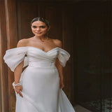 White Dens, A Word-And-Shoulder Fishtail Wedding Dress 2026 Simple Slimming Bride Goes Out Yarn Tailing Woman HZ0517