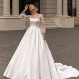 2026 New Wedding Dress French Lace Long Sleeve Ebay High Sense Court Style Tail Simple Temperament Bridal Yarn HZ0517