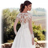 New Eaby Hot Lace Paste Sticker Deep V Collar Transparent Long-Sleeved Dress Wedding Dress Summer HZ0517