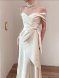 French Word Shoulder Light Wedding Dress Bride Simple Dingy Noodles Senior White Fishtail Dress Welcome Out Of The Yarn HZ0517