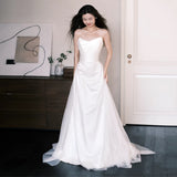Sen's Breast-Shape Light Wedding Dress White Simple Bride Married Yarn Birthday Party Evening Dress Dress Dress HZ0517