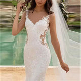 Fishtail Wedding Dress Deep V Sexy Small Tail Beach Show Wedding Dress Fashion Slimming Elegant HZ0517
