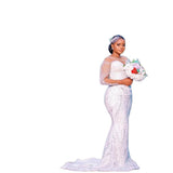 Fishtail Wedding White Lace Nail Bead European Wedding Dress Dress Large Swing Outdoor Lawn Studio Photo HZ0517