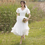 White Certificate Registration Small Evening Dress Women Usually Wear French Light Wedding Dress Engagement Dress Small White Dress Graduation HZ0517