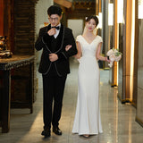 French At Large Princess Light Wedding Dress Go Out Light Luxury Niche Set Of Noodles Hanging Neck Simple License Dress Small HZ0517