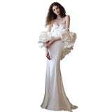 French Travel Shot Wedding Dress Flowers Bridal Simple Fishtail Dinner High-End White Vertewn Dress Woman HZ0517