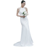 Wedding New Temperament Bride Goes Out Light Yarn White Den?Ry Simple Fishtail Dress Skirt Tugging Tour Welcome Yarn HZ0517