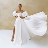 Direct Sales Women's Wear Denoodle Braided Temperament Dress Bubble Cuff Side Open Fork A-Shaped Wedding Dress HZ0517