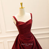 Wine Red Toast Elegant Evening Dress Slings Double-Shouldered French Style A Skirt HZ0517