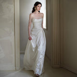 French Light Wedding Dress Bride Senior Sense Of The Super Fairy Shoulder Yarn Long Sleeve White Engagement Dress Dress HZ0517