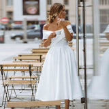 Wish New Dingy Wedding Dress Elegant Simple Shoulder Dress Woman HZ0517