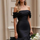 Black Wedding Dress 2026 New Punt Skirt Host Art Exam Graduation Man-Shoulder Woman HZ0517