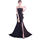 Black Evening Dress Women 2026 New Summer Fishtail Banquet Fashion Sexy Host Dress Small Tail HZ0517