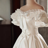 French Small Retro Sedley Light Wedding Dress Bride Toasting At The Escape Of The Princess Birthday Dress White Woman HZ0517