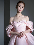 Small Man To Order A Wedding Dress Pale Pink Word Shoulder Thin Usually Wear Party Dinner Birthday Party Evening Dress HZ0517