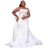 One-×Ö-Neck Wedding Bridal Dress Dress With A Vertiny Seven-Sleeved Pearl Dress Tugging Verinous HZ0517