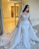 Lace Wedding Dress 2026 New Bridal Temperament Line Long Sleeve Welcome Out Of The Yarn High-End Fishtail Dress Woman HZ0517