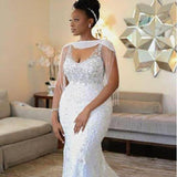 White Lace Temperament Wedding Dress Luxury Mid-Rise Fishtail White Long Sexy Evening Dress HZ0517