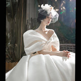 One-Word Shoulder Wedding Bride 2025 New Densium Out Of The Main Yarn French Retro High-Quality Big Tailing Winter HZ0517