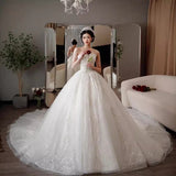 Starry Sky Main Light Wedding Dress 2025 New Temperament Bride Tectoral Family Luxury Tail Simple Temperament HZ0517